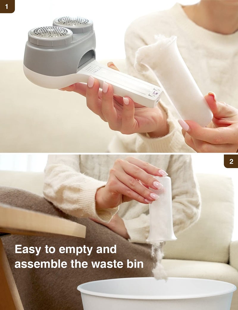 VASSON Fabric Shaver  Electric Lint Remover  Rechargeable Lint Shaver  Sweater Shavers to Remove Pilling  Large Fuzz Remover for Clothes Couch Furniture (Greyish White) - Image 4